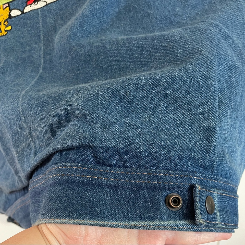 Vintage PEANUTS Charlie Brown Denim Suede bomber jacket | Size L - Picture 11 of 13